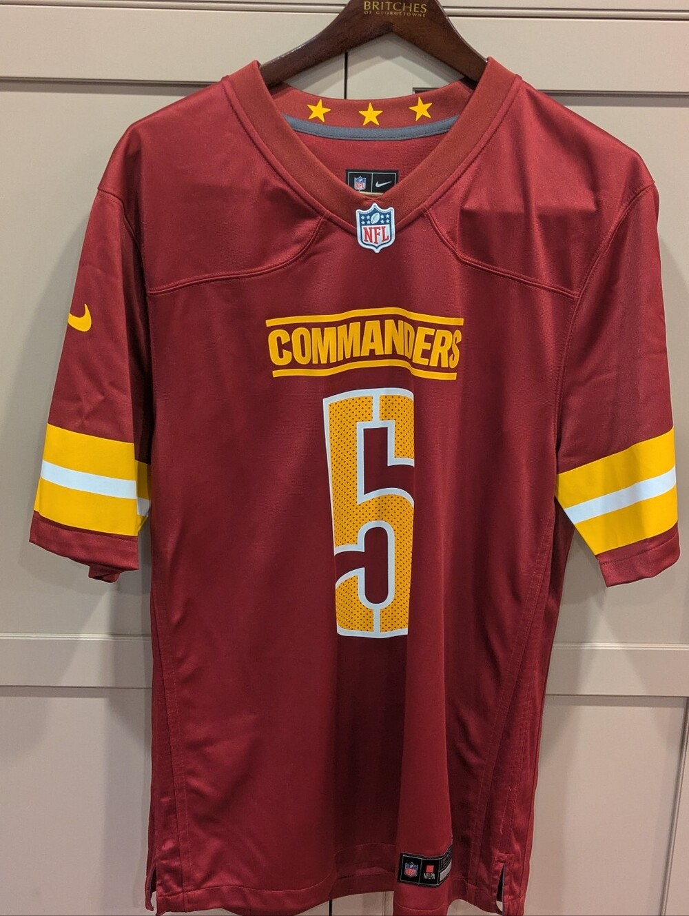 NWOT Nike Men's Washington Commanders #5 Jersey in Burgundy and Yellow